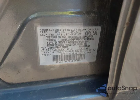 2015 Nissan Sentra Fe+ S/S/Sl/Sr/Sv from USA, damaged, VIN 3N1AB7AP0FL649282